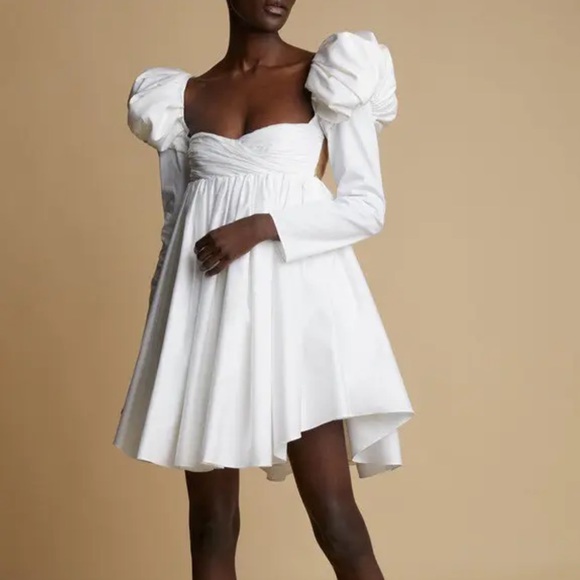 Khaite Tracy Dress in white with crystal embellishments